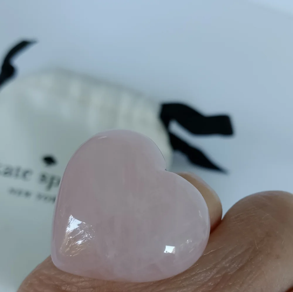 NWT Kate Spade Open Heart  Pink Quartz Stone + Goldtone Ring Size 6